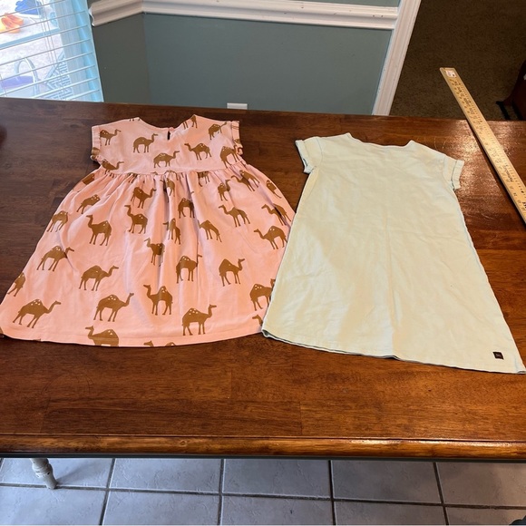 2 Tea Collection pink camel white jungle dresses size 7 100% cotton - Picture 7 of 9